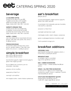 eet Catering Breakfast Spring 2020